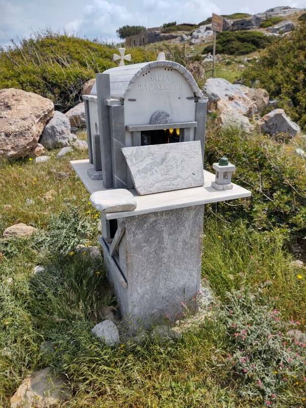 Roadside shrine at the parking lot at Itanos.