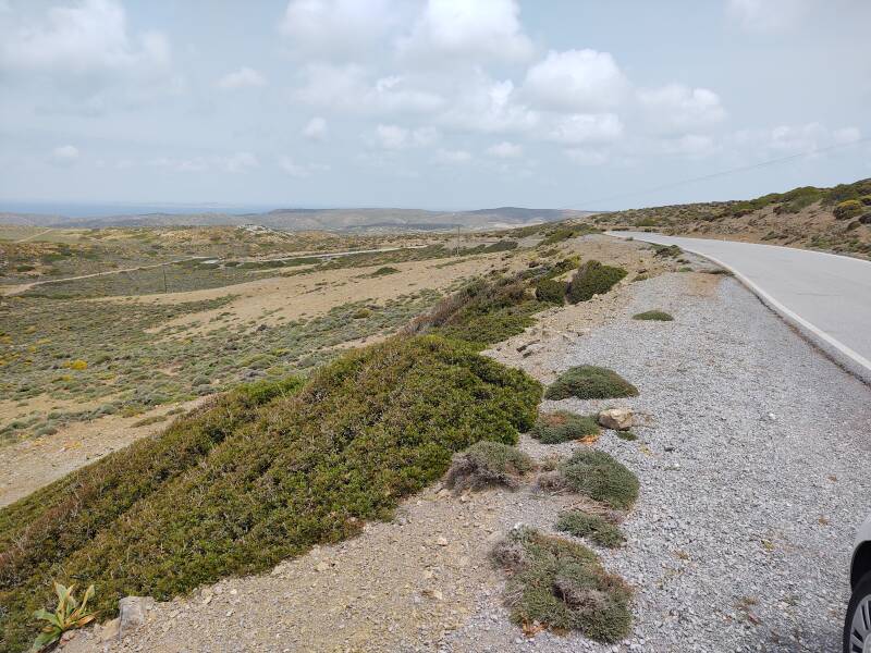 View from road west of Itanos, looking back to the southeast and out to sea.