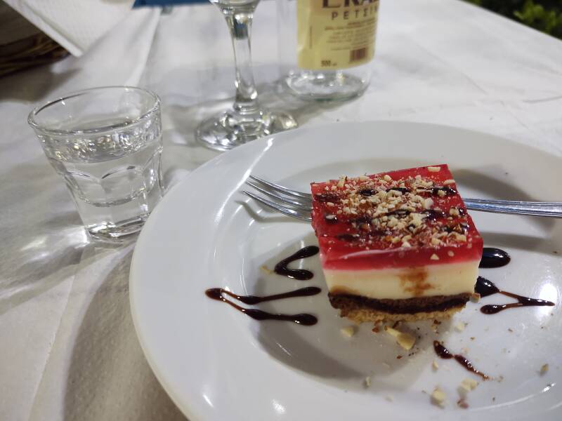 Dinner in Sitia: dessert and or Cretan raki.