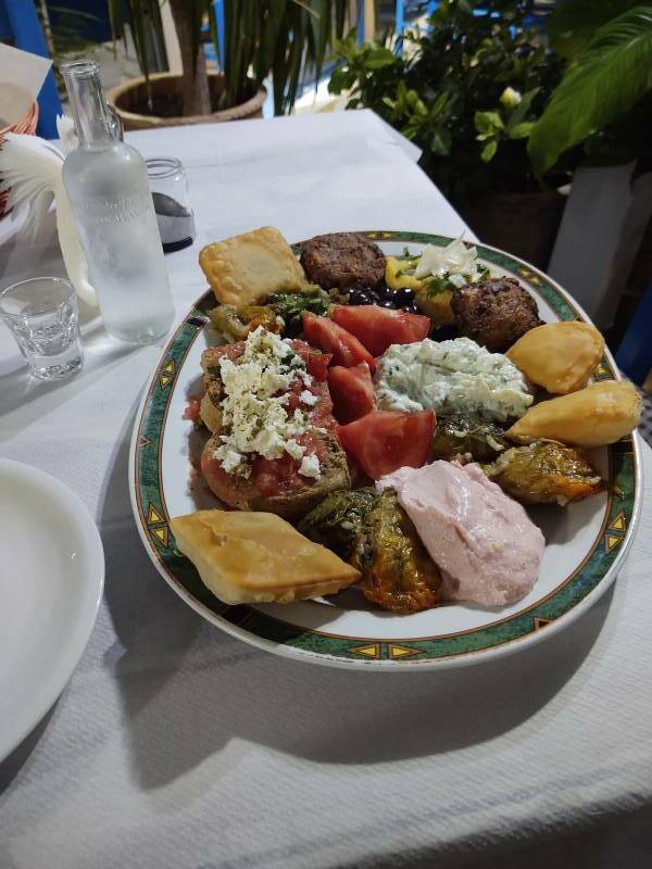 Plate of Cretan meze in Sitia.