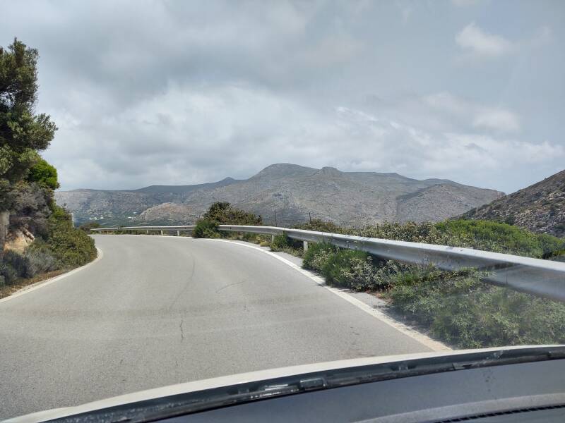 Road north from the Troastalos peak sanctuary toward Palaekastro.