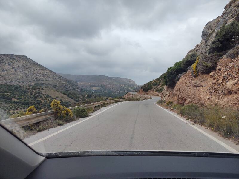 Road north from the Troastalos peak sanctuary toward Palaekastro.