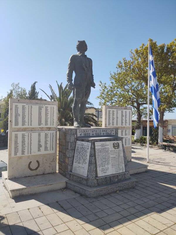 Memorial to the German atrocity at Anogeia village in Crete.