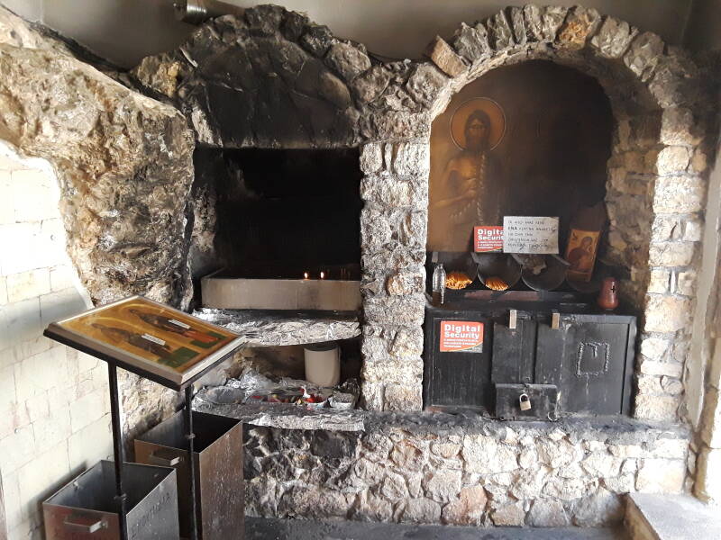 Entry to the subterranean Church of Saint John and of Saint Nikon the Repentant at Kerteros.