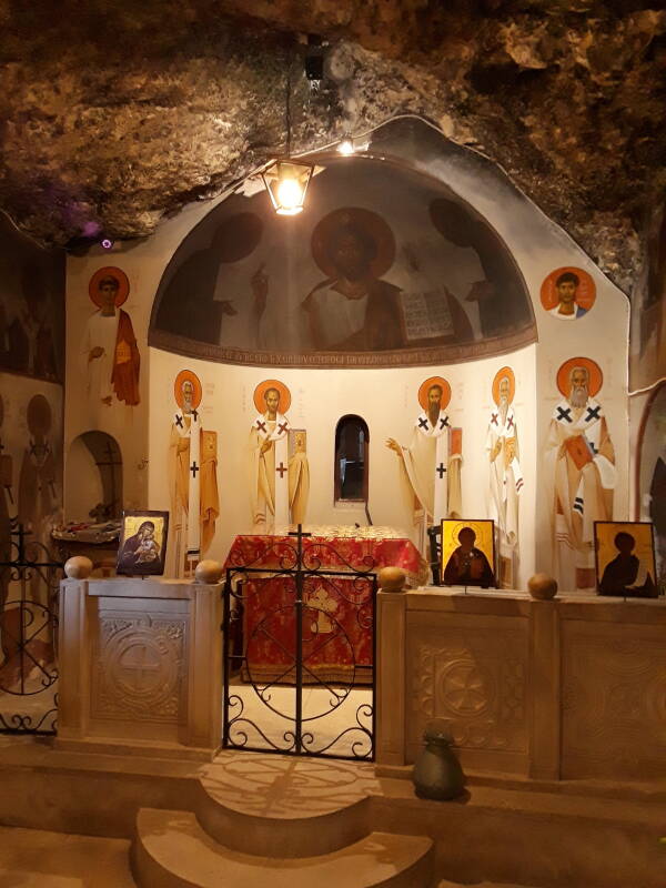 Frescoes in the subterranean Church of Saint John and of Saint Nikon the Repentant at Kerteros.