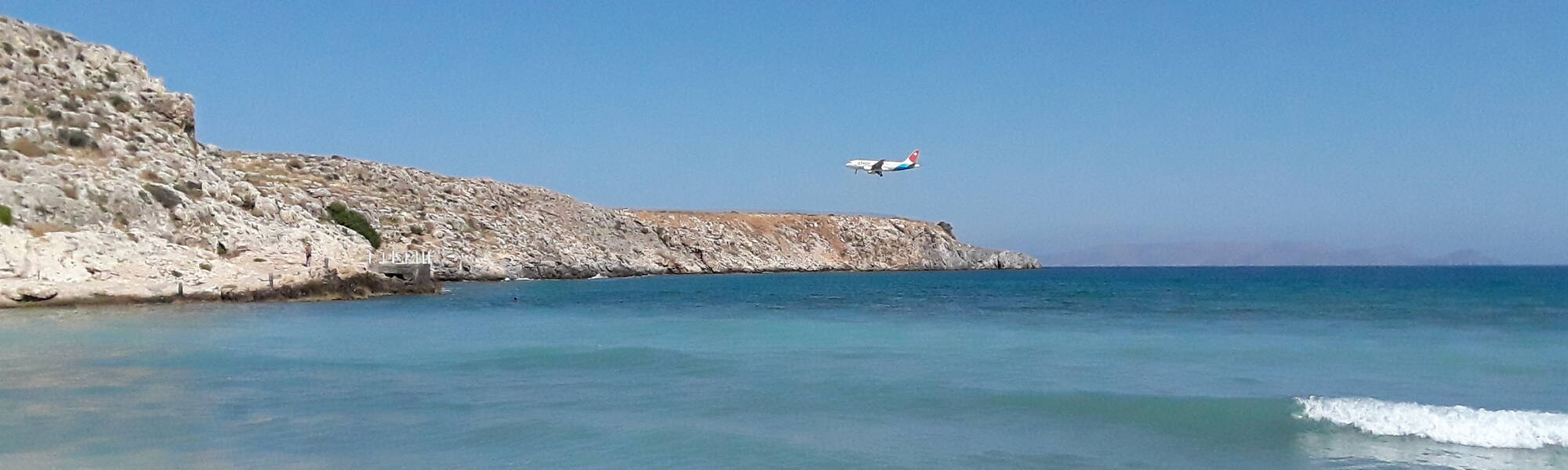 Budget airliner on final approach to HER, Nikos Kazantzakis Airport at Heraklion.