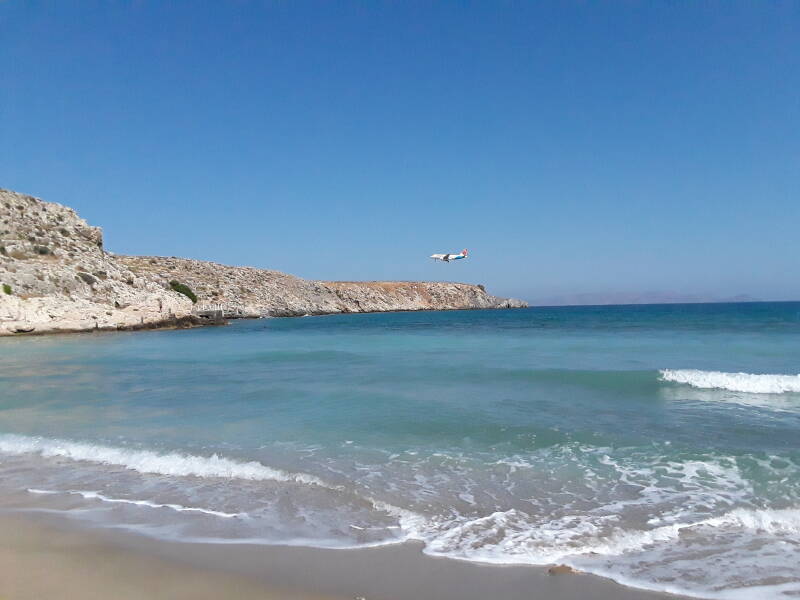 Budget airliner on final approach to HER, Nikos Kazantzakis Airport at Heraklion.