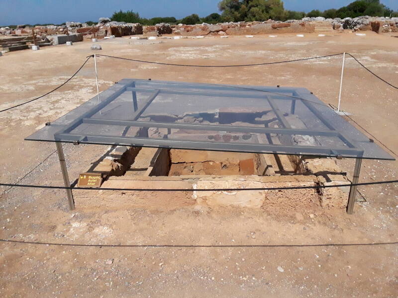 Covered bothros or altar in the central court at the Minoan palace of Malia.