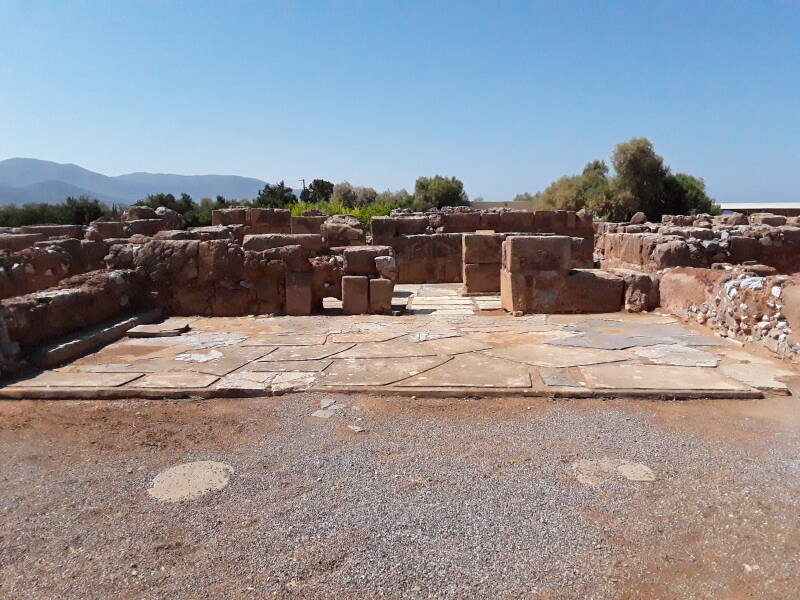 Small courtyards and broad staircases in the Minoan palace of Malia.