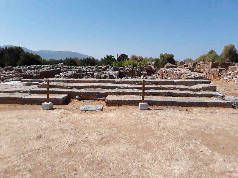 Small courtyards and broad staircases in the Minoan palace of Malia.