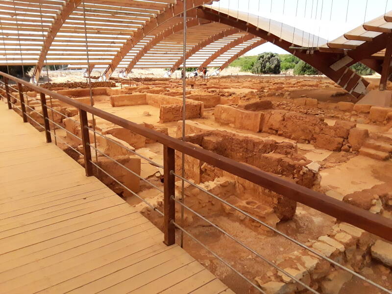 Wooden walkways above Quartier Mu at the Minoan palace of Malia.