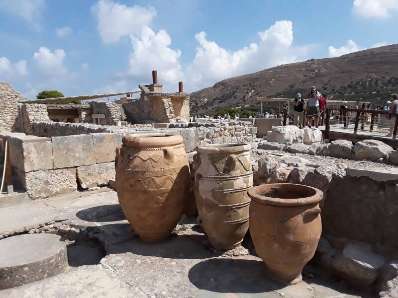 Large pithoi or clay storage jars at Knossos.