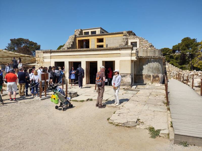 'Throne Room' complex at prehistoric site of Knossos, outside Heraklion in Crete.