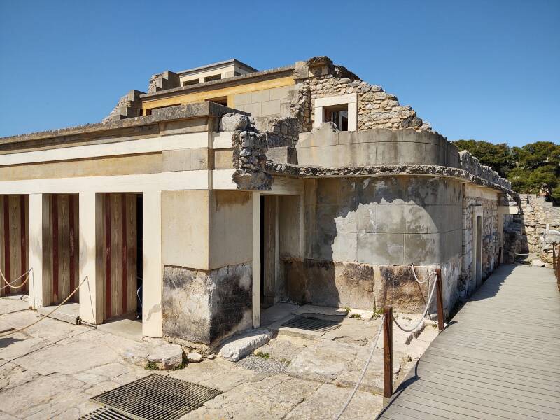 'Throne Room' complex at prehistoric site of Knossos, outside Heraklion in Crete.
