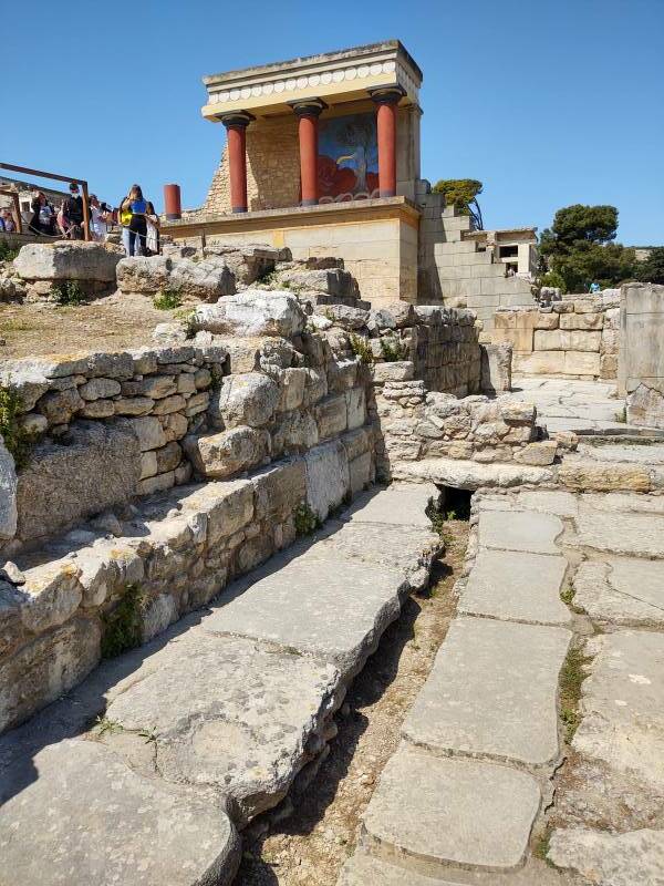 Drain just below Arthur Evans's imaginative reconstructions at the prehistoric site of Knossos, outside Heraklion in Crete.