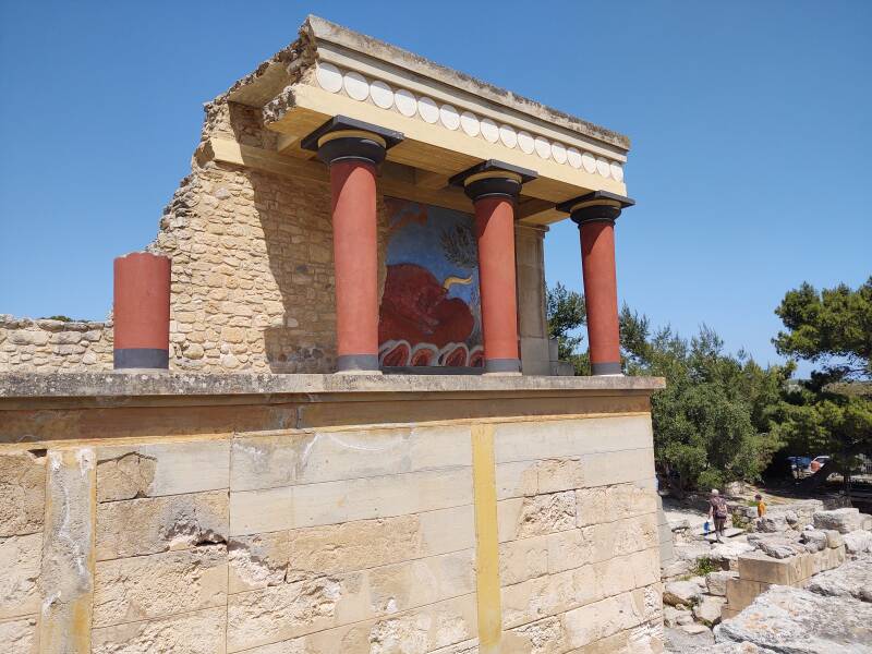 Arthur Evans' imaginative reconstructions at the prehistoric site of Knossos, outside Heraklion in Crete.