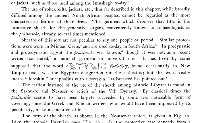 Excerpt from 1914 'The Eastern Libyans' describing the Libyan sheath.
