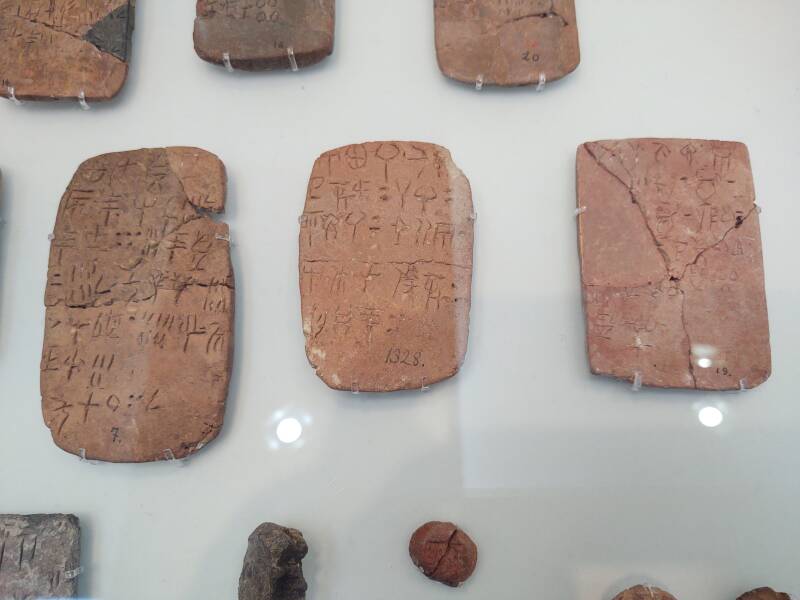 Clay tablets with Linear A script from 18th century BCE and later.