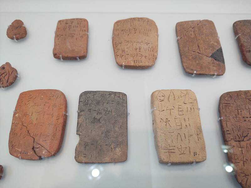 Clay tablets with Linear A script from 18th century BCE and later.