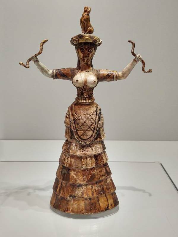 'Snake Goddess' figurine at the Archaeological Museum in Heraklion.