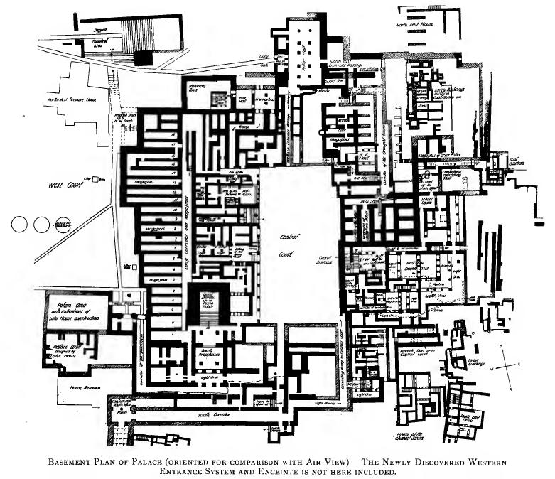 Map of the Minoan palace complex at Knossos.