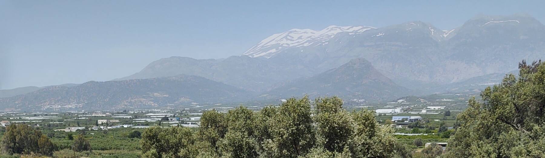 The Psiloritis massif and Mount Ida, the highest point in Crete, above the Minoan villa at Agia Triada.