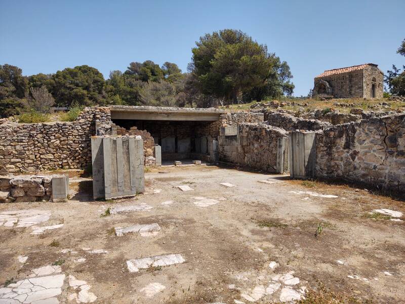 'Room with benches' at the Minoan settlement of Agia Triada in south-central Crete.