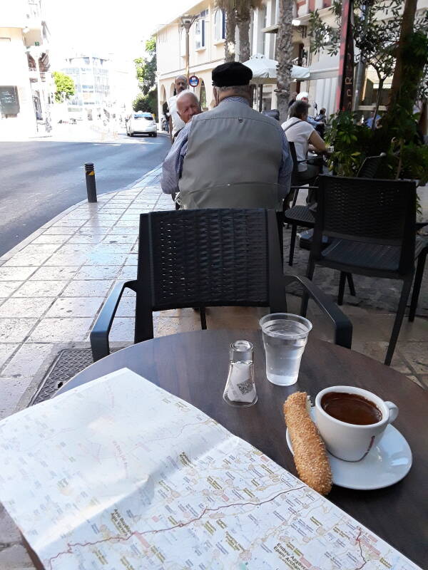 Breakfast at a cafe in Heraklion.