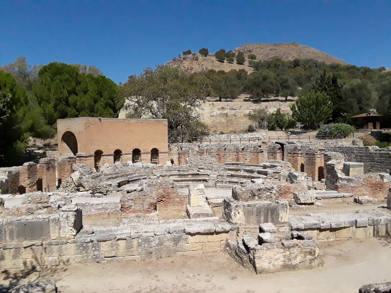 Amphitheatre and modern reconstruction of the Odeon housing the Gortyn Code.