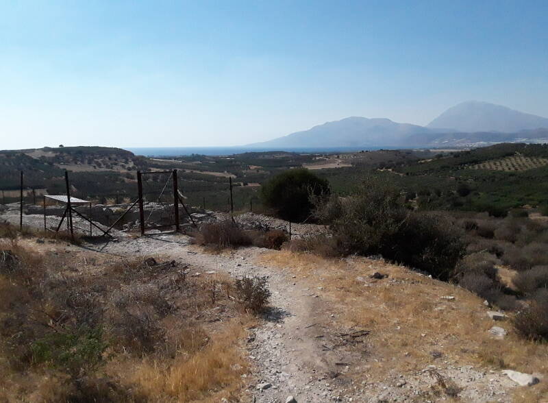 View west to the coast from the Kamilari tholos tomb cluster.