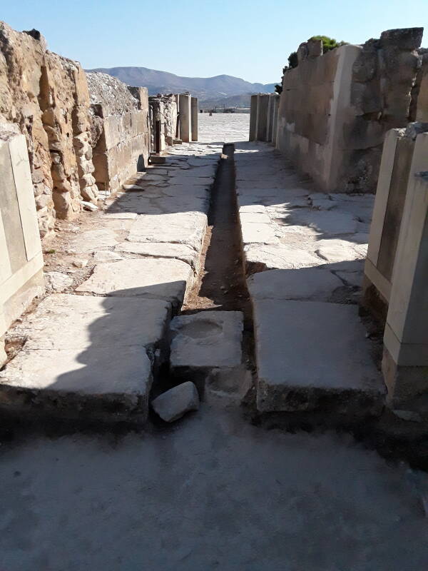 Drain leading toward the main courtyard at Phaistos.