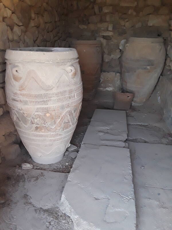 Pithoi, large storage jars at Phaistos.