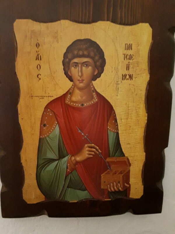 Icon of Agios Panteleimon in the church of Saint Panteleimon.