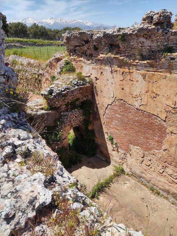 Roman cistern at ancient site of Aptera in western Crete, overlooking Souda Bay.
