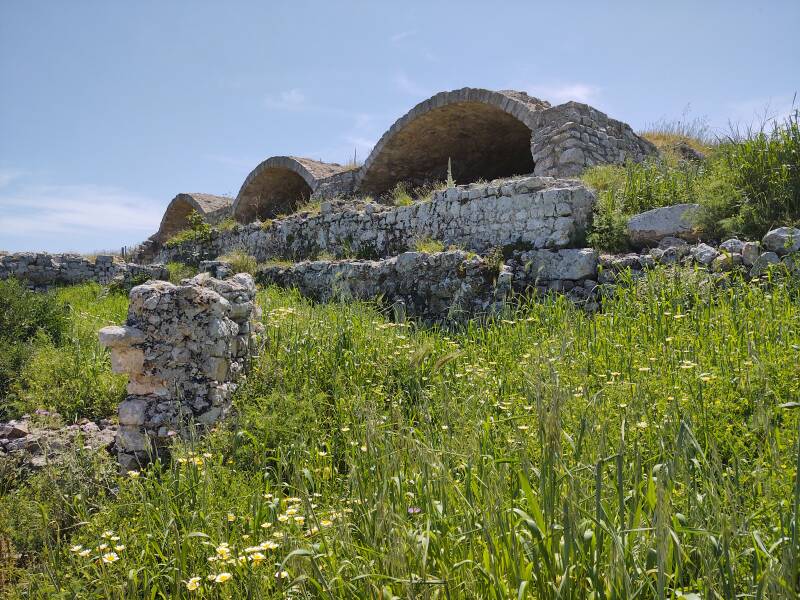 Roman cisterns at ancient site of Aptera in western Crete, overlooking Souda Bay.