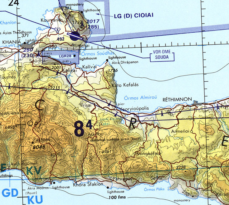 Portion of U.S. Tactical Pilotage Chart G-3D from the Perry Castañeda Library Map Collection at the University of Texas.