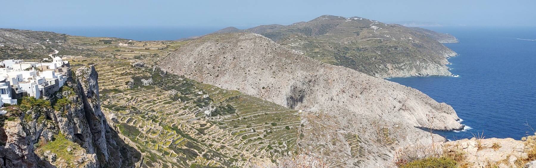 Hora on Folegandros on the edge of 200 meter cliffs.