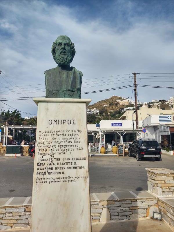 Bust of Homer or Imeros at the port in Ios.