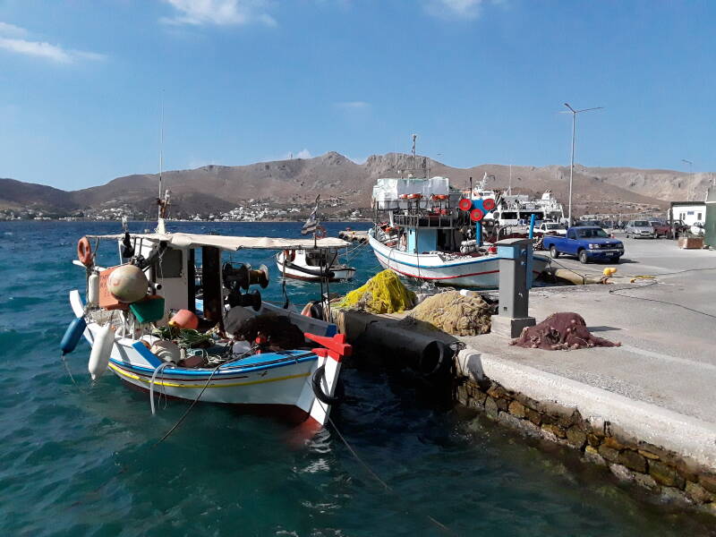Fishing boat at the ferry pier at Agia Marina on Leros.