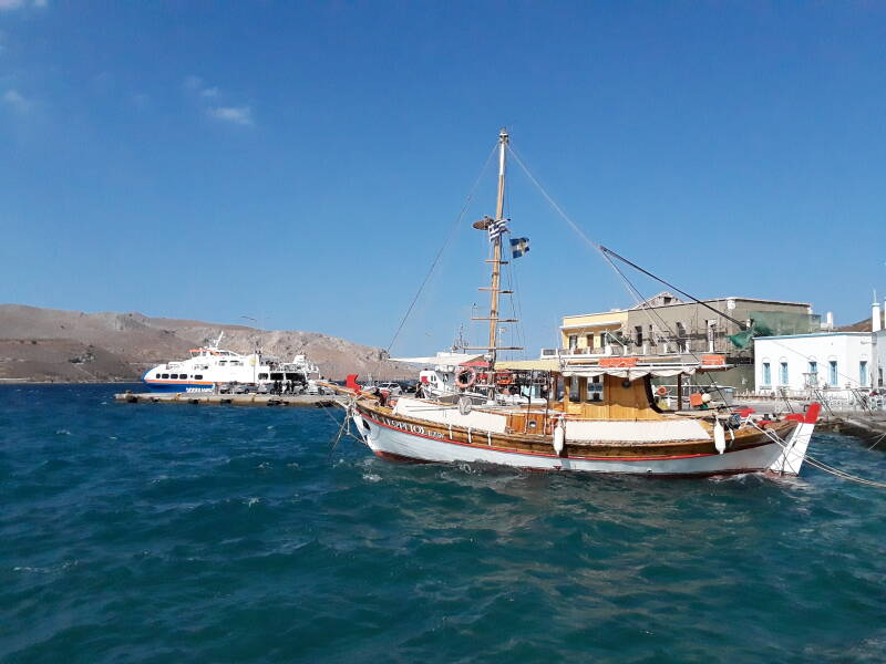 Fishing boat at the ferry pier at Agia Marina on Leros.