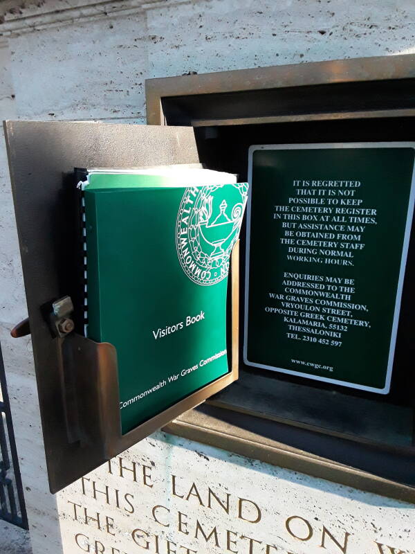 Visitors' book at the War Cemetery in Agia Marina on Leros.