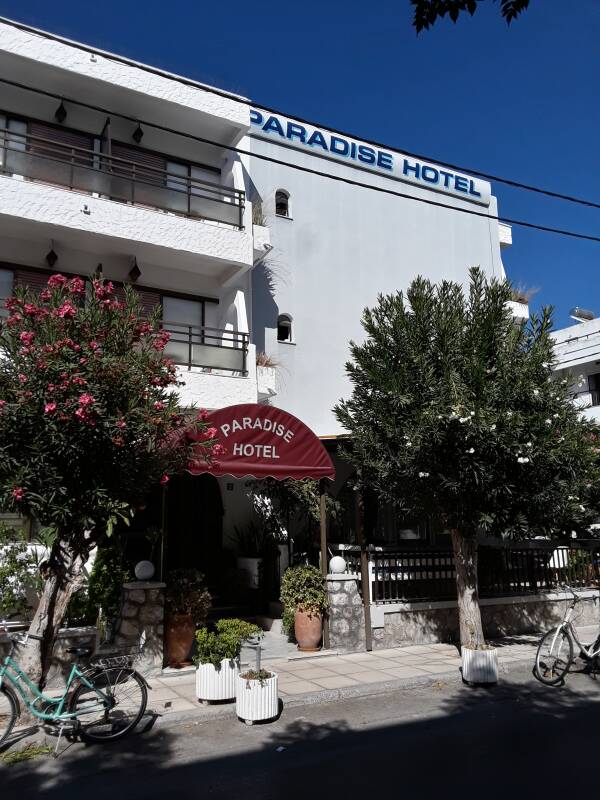 Exterior of Paradise Hotel in Kos.