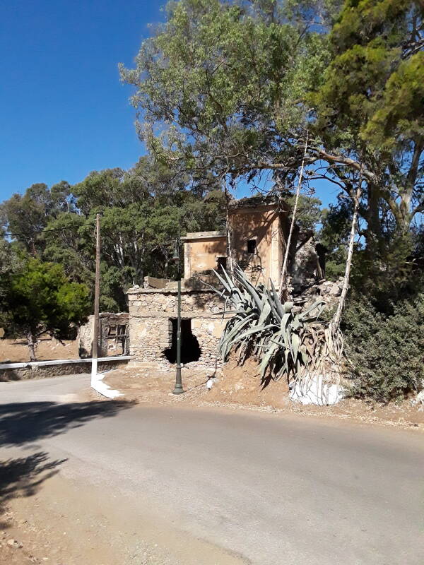 Ruins of World War II administration buildings outside Lakki on Leros.