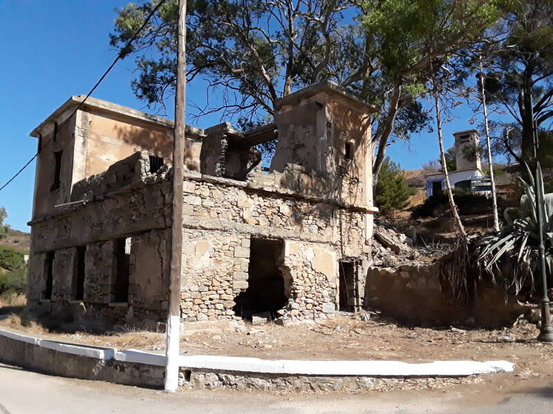 Ruins of World War II administration buildings outside Lakki on Leros.