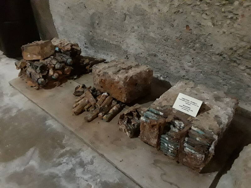 Stacks of corroding ammunition in the Merikia War Museum.