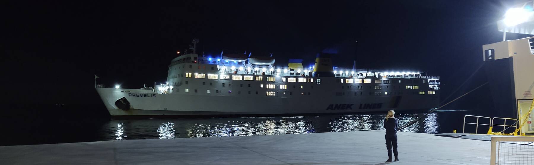 Anek Line ferry F/B Prevelis pulls in to Milos en route to Heraklion.