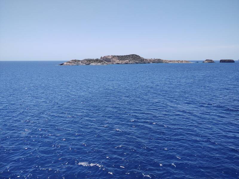 Small islet of Agios Georgios with its monastery.