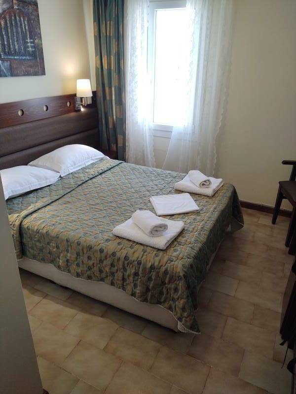 My room at the Semiramis Hotel in Adamantas or Adamas, the main port on Milos.