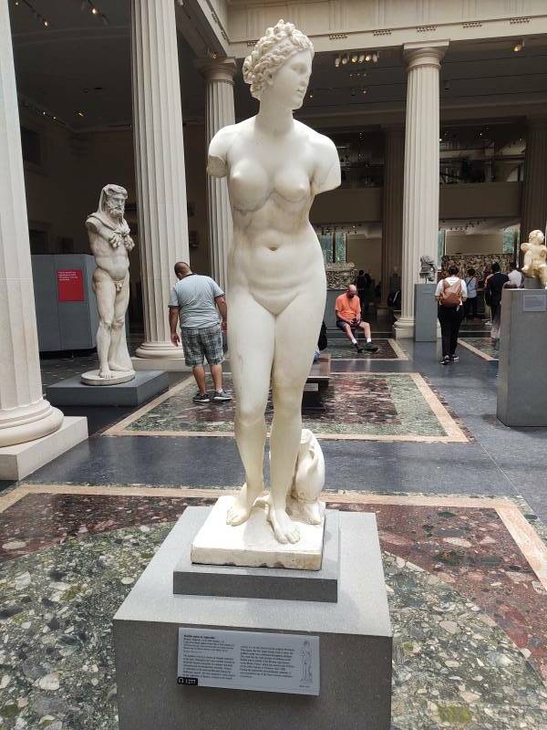 Statue of the Aphrodite of Knidos, 2nd century CE Roman marble copy, object 52.11.5 at the Metropolitan Museum in New York.