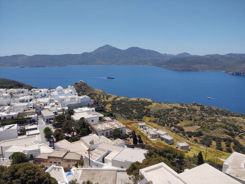 View over Plaka on Milos from Panagia Thalassitra.